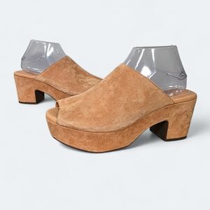 Chocolat Blu Garnnet Women's Heels Size 9 Tan Suede Platform Mules Sandals